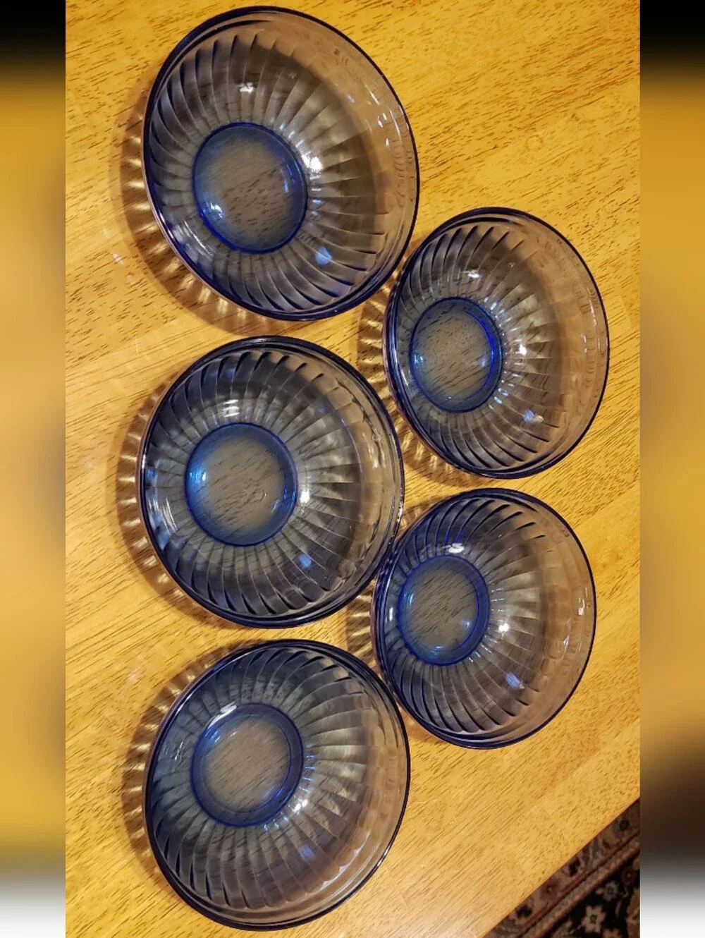 Set Of Five (5) Vintage Hazel Atlas Cobalt Blue Cereal Bowls